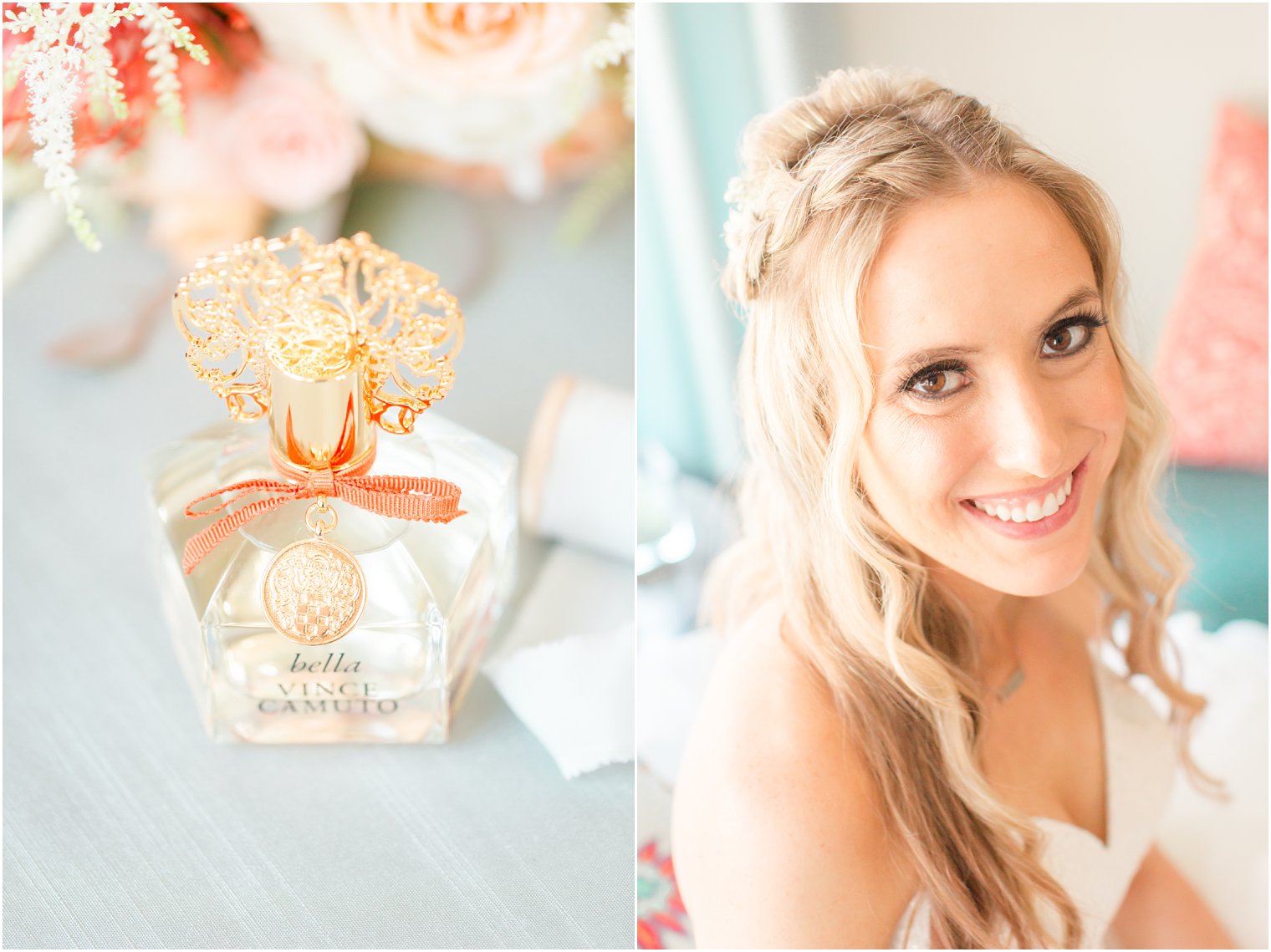 bridal portrait and photo of perfume
