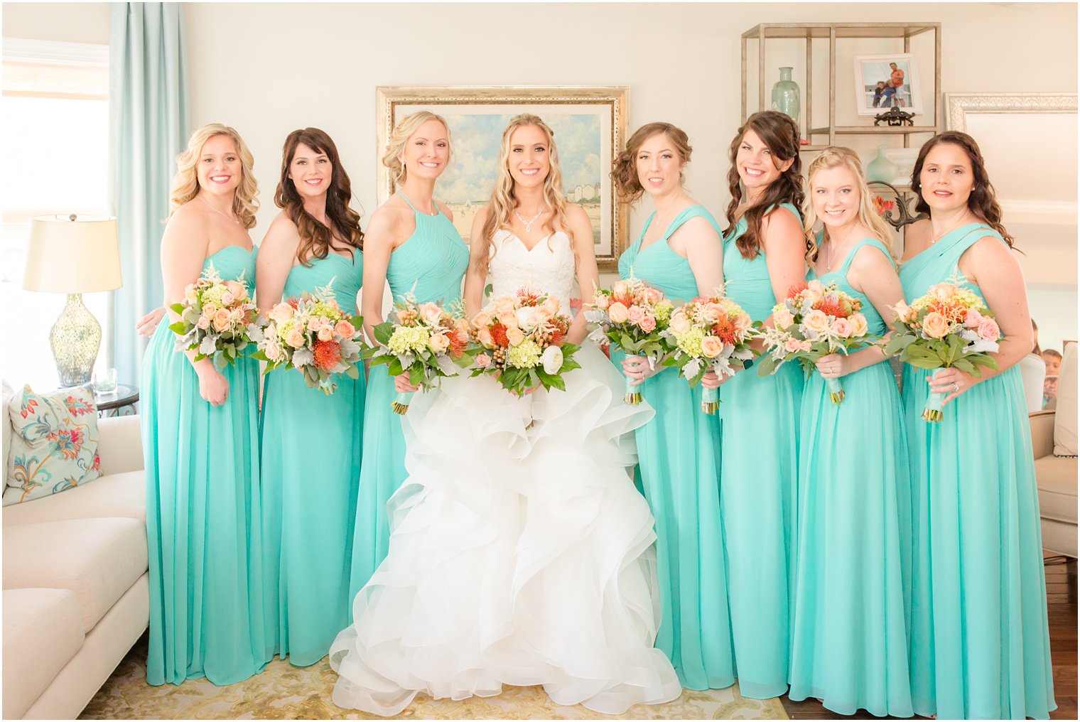 bride and bridesmaids with bouquets by Gig Morris Florist