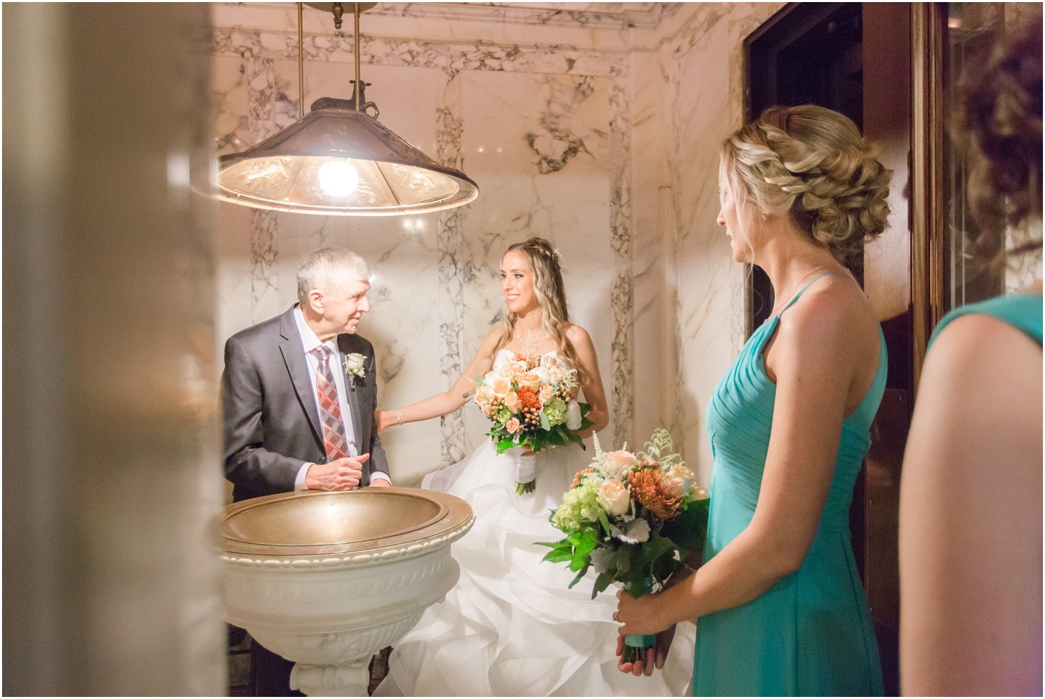 Bride and his father right before ceremony at St. Catharine's Church