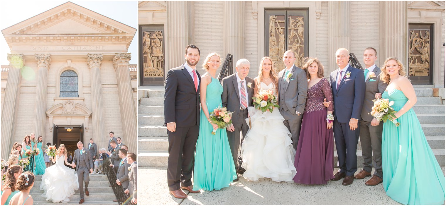 Family photos in front of church in Spring Lake