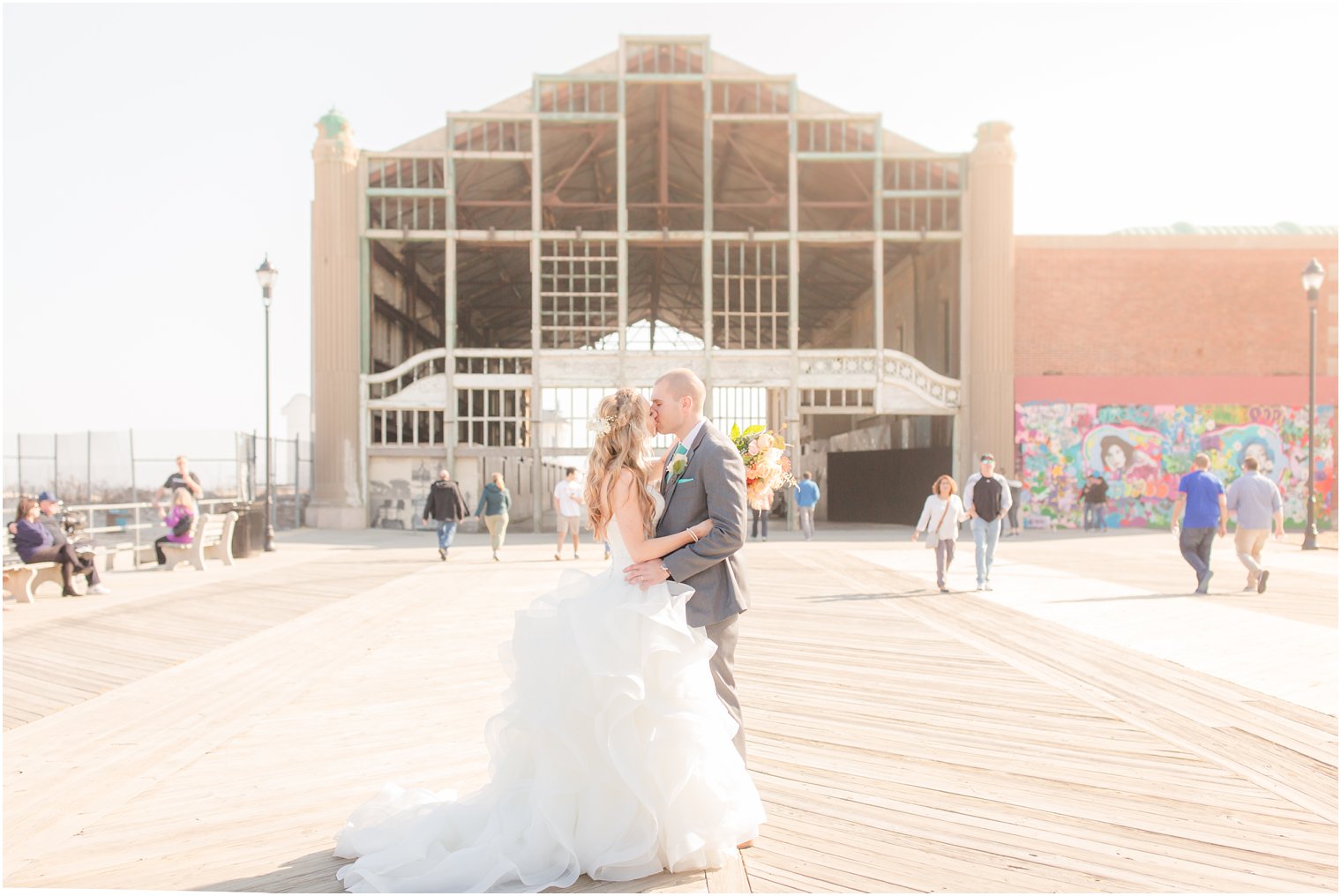 Bride and groom portrait in Asbury Park, NJ