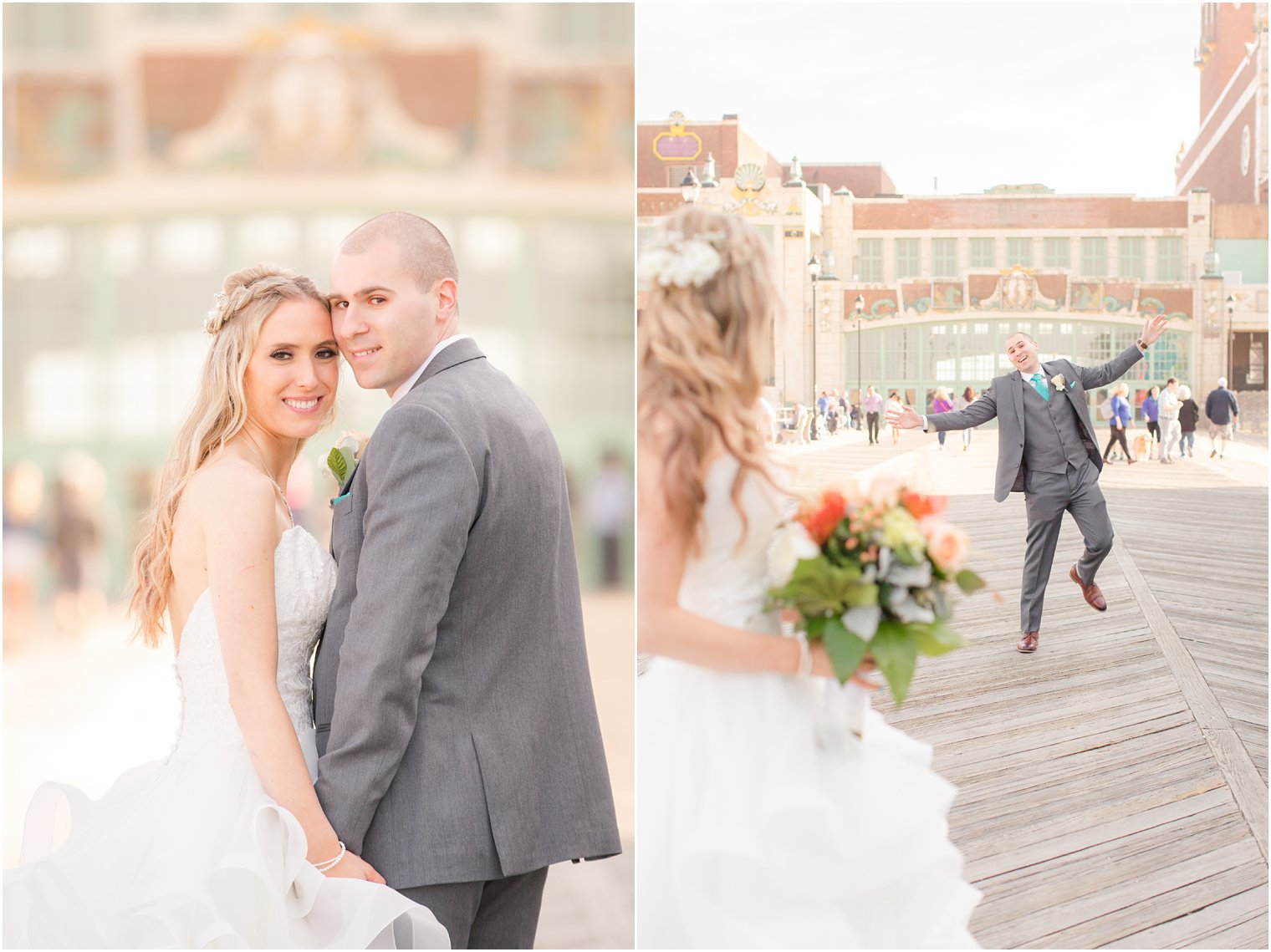 Wedding photos on Asbury Park Boardwalk 