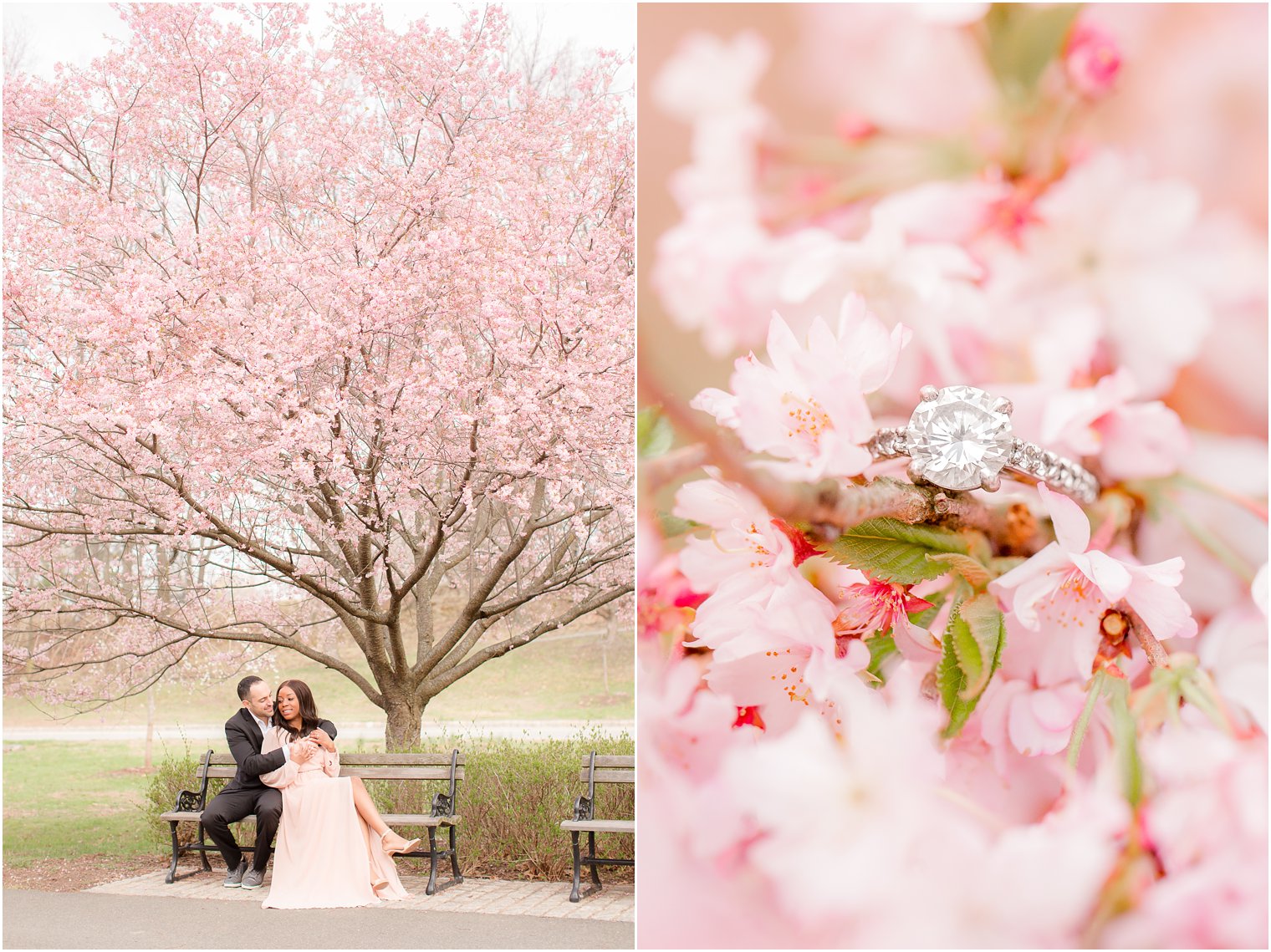 couple during engagement photos at Branch Brook Park