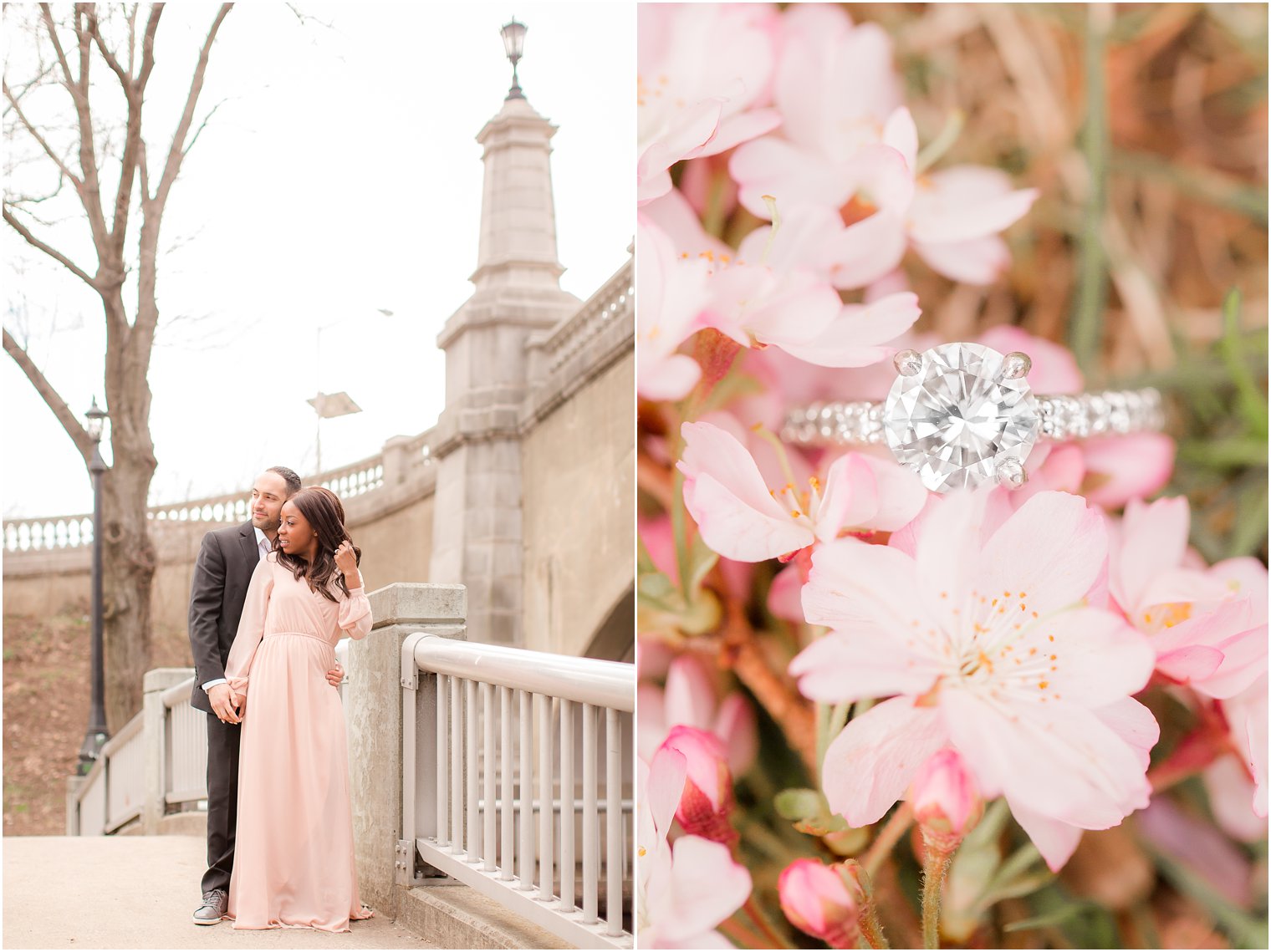 romantic photos on bridge at Branch Brook Park