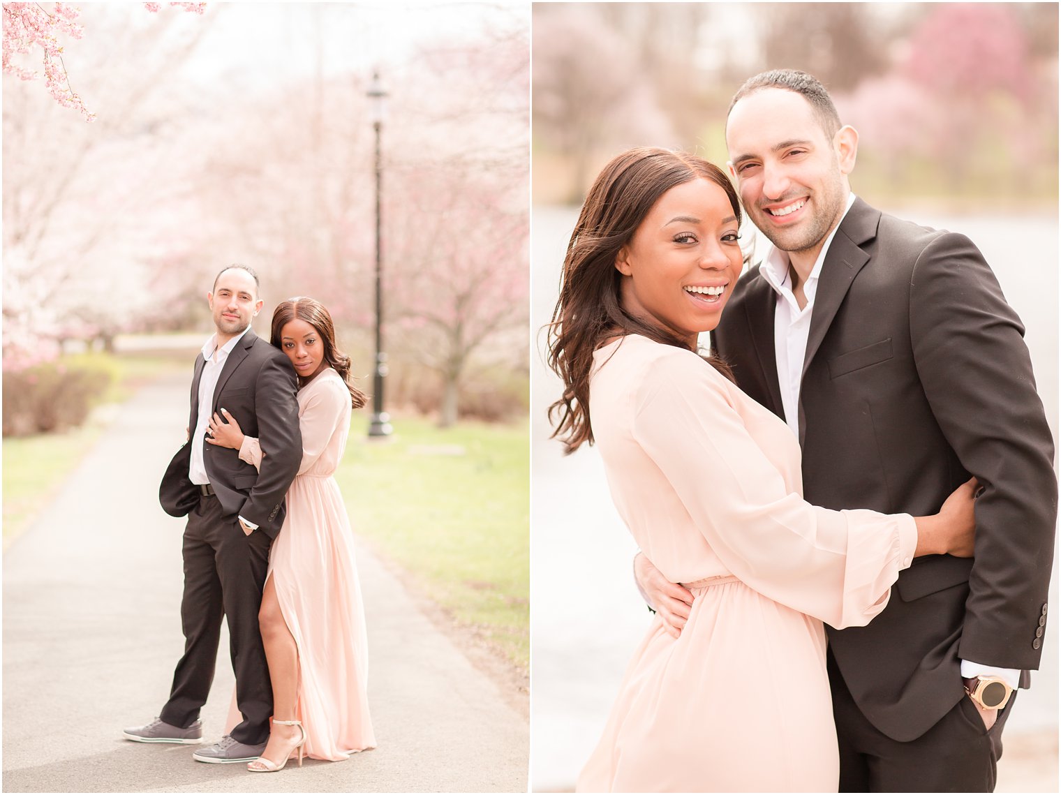 engagement session in the cherry blossoms