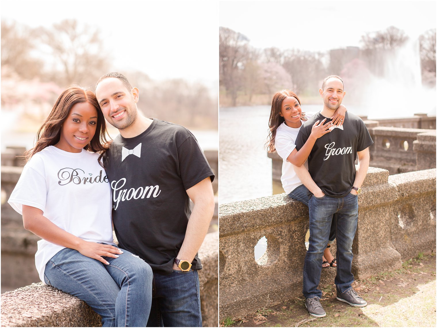 photos of bride and groom with bride and groom t-shirts
