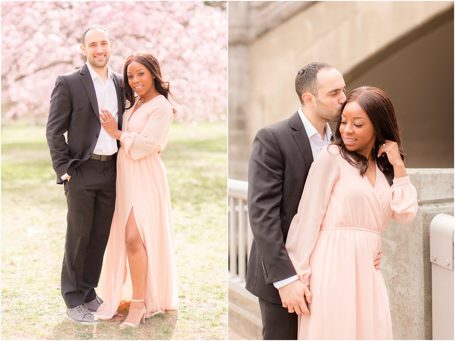 engaged woman wearing pink dress