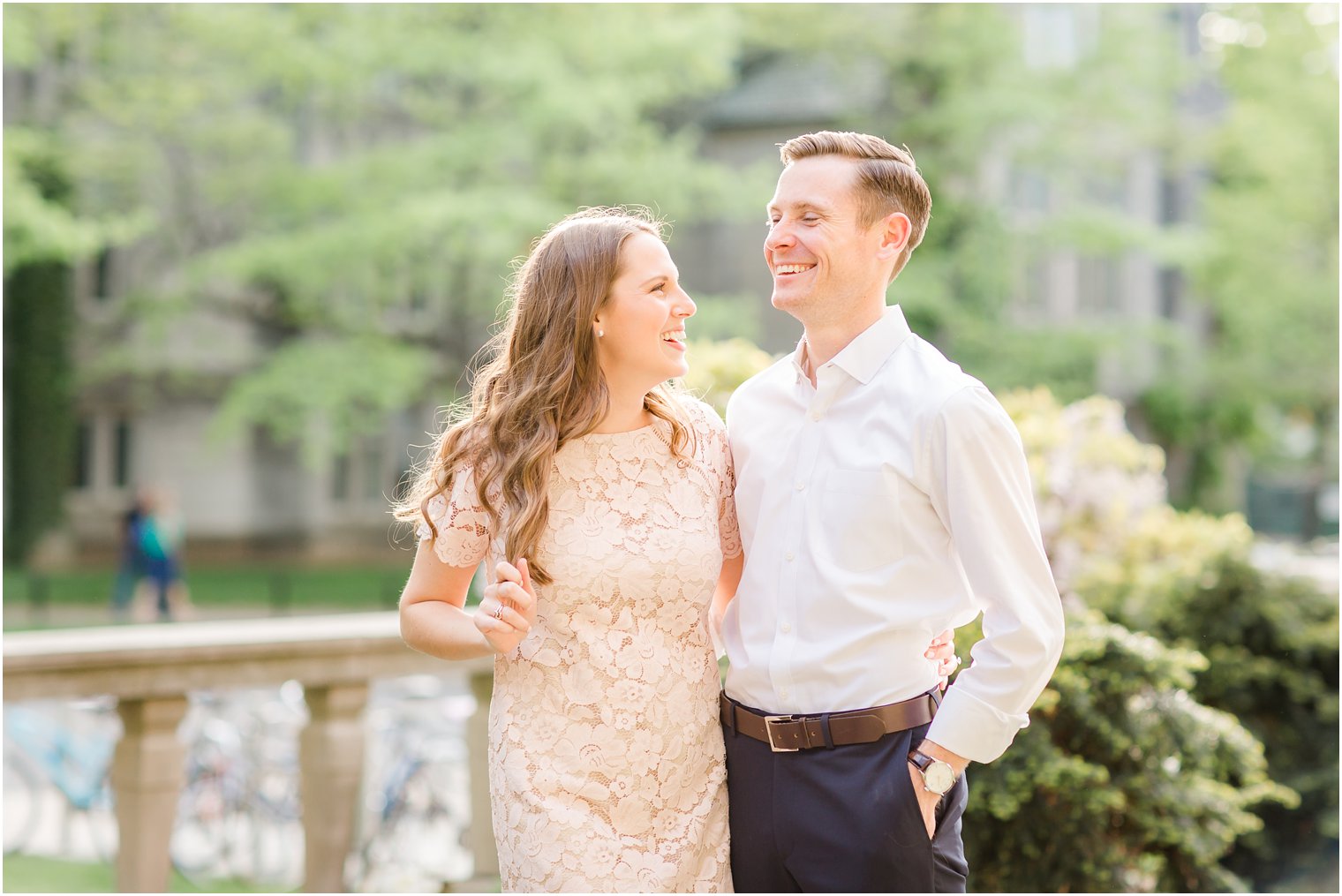 candid moment during engagement photos