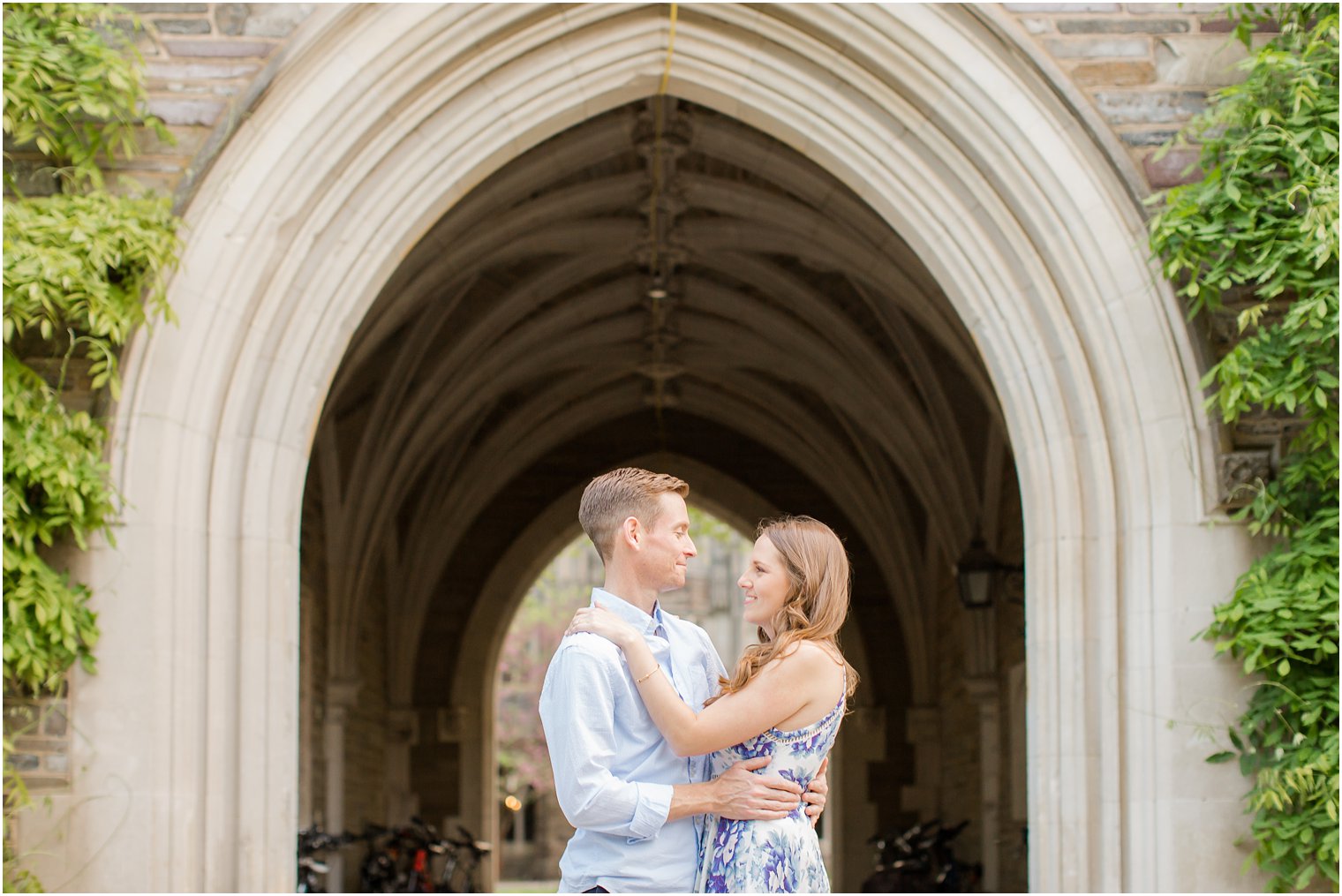 romantic couple during engagement photos