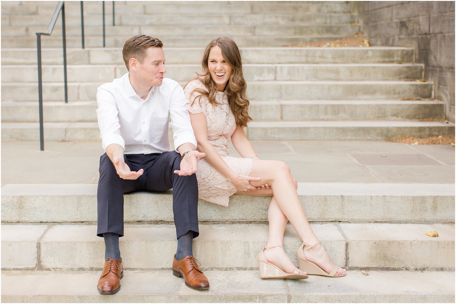 candid photo between bride and groom