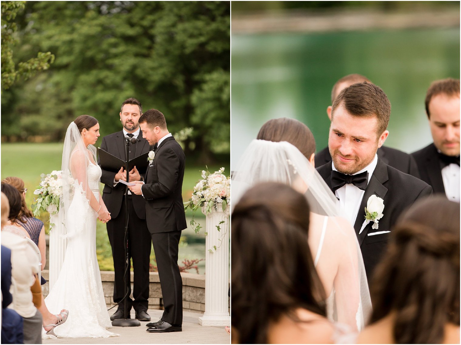 Emotional groom at Windows on the Water at Frogbridge