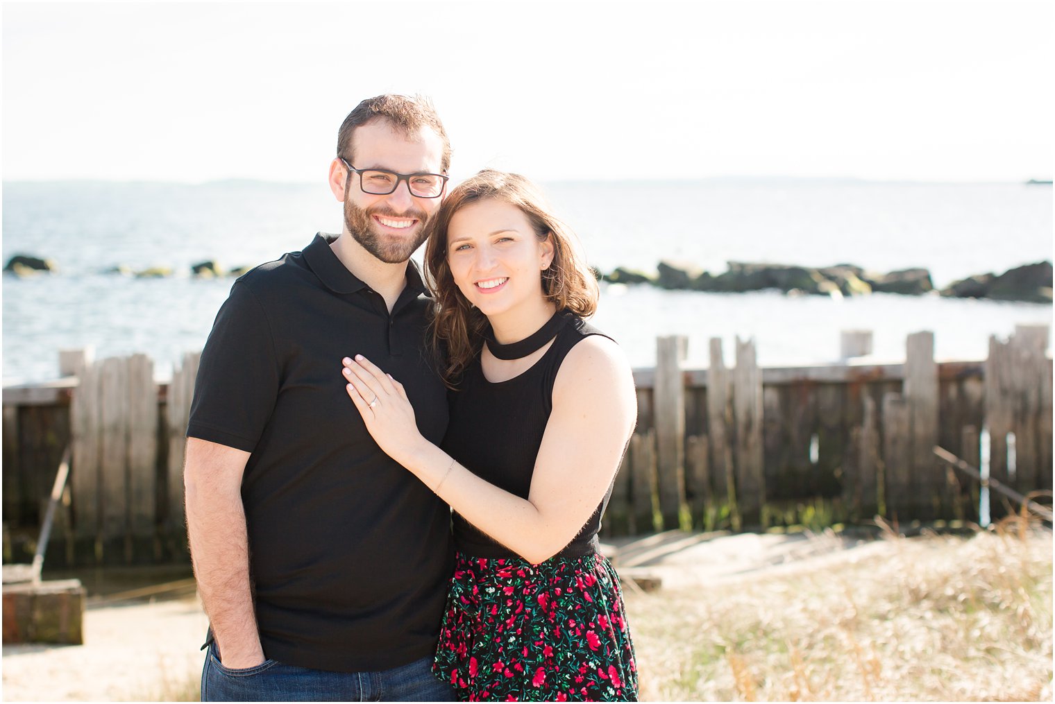 Classic photo of engaged couple 