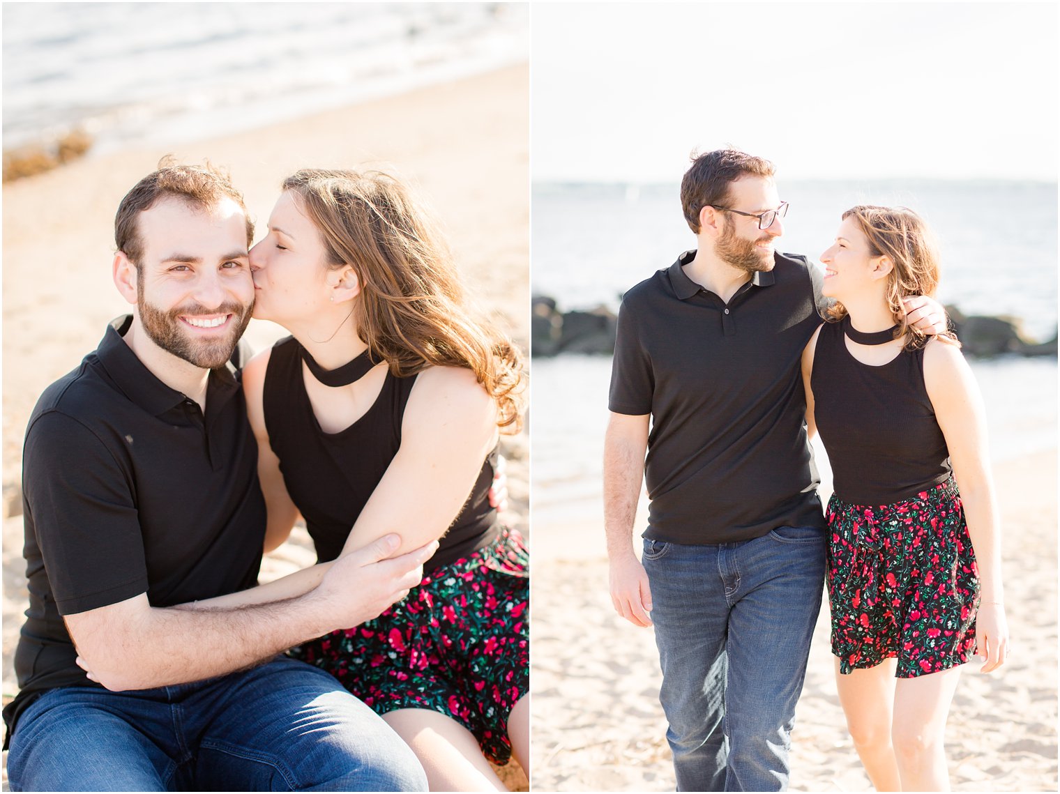 candid moments during engagement session at Sandy Hook