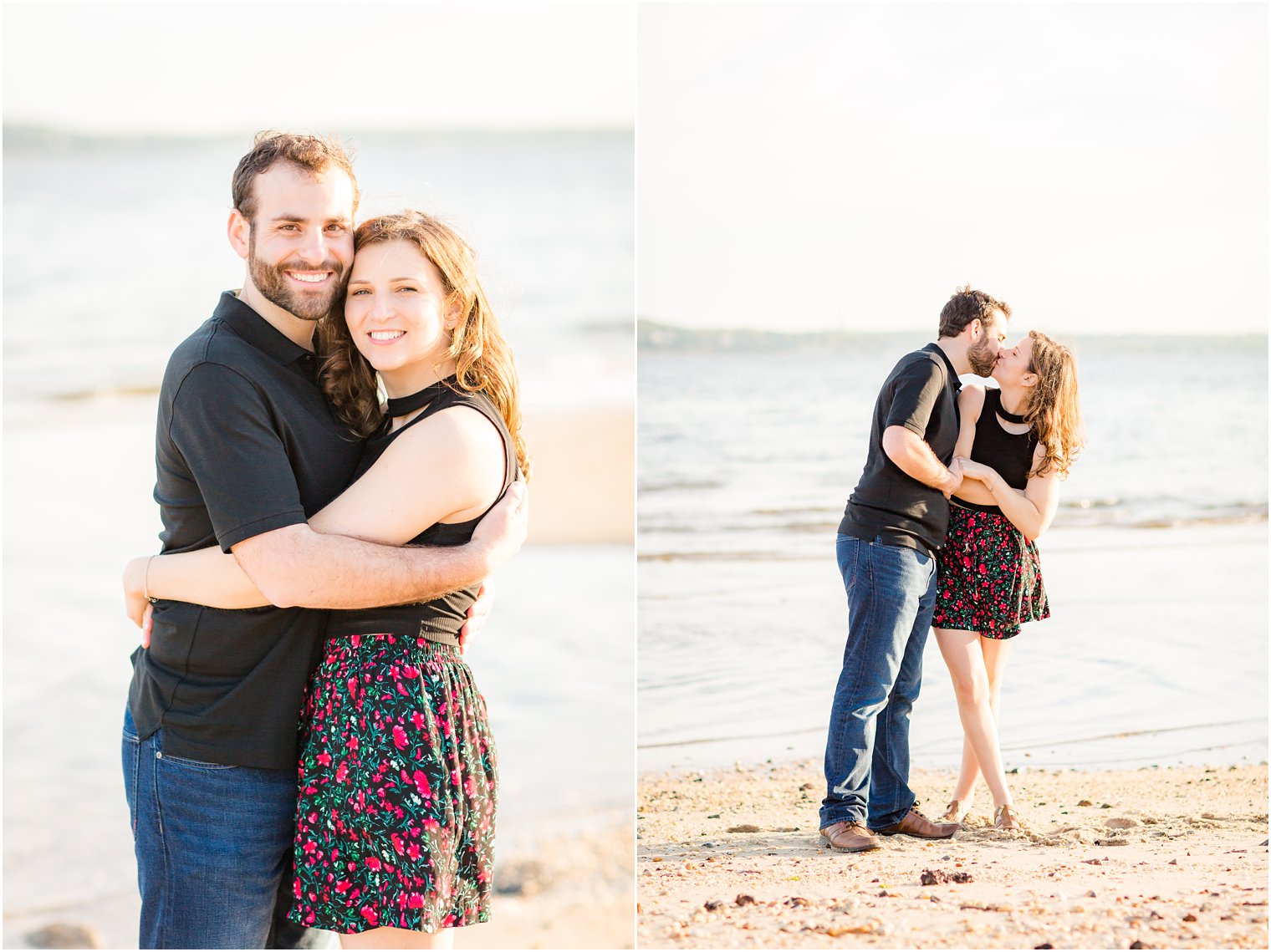 romantic engagement session at Sandy Hook