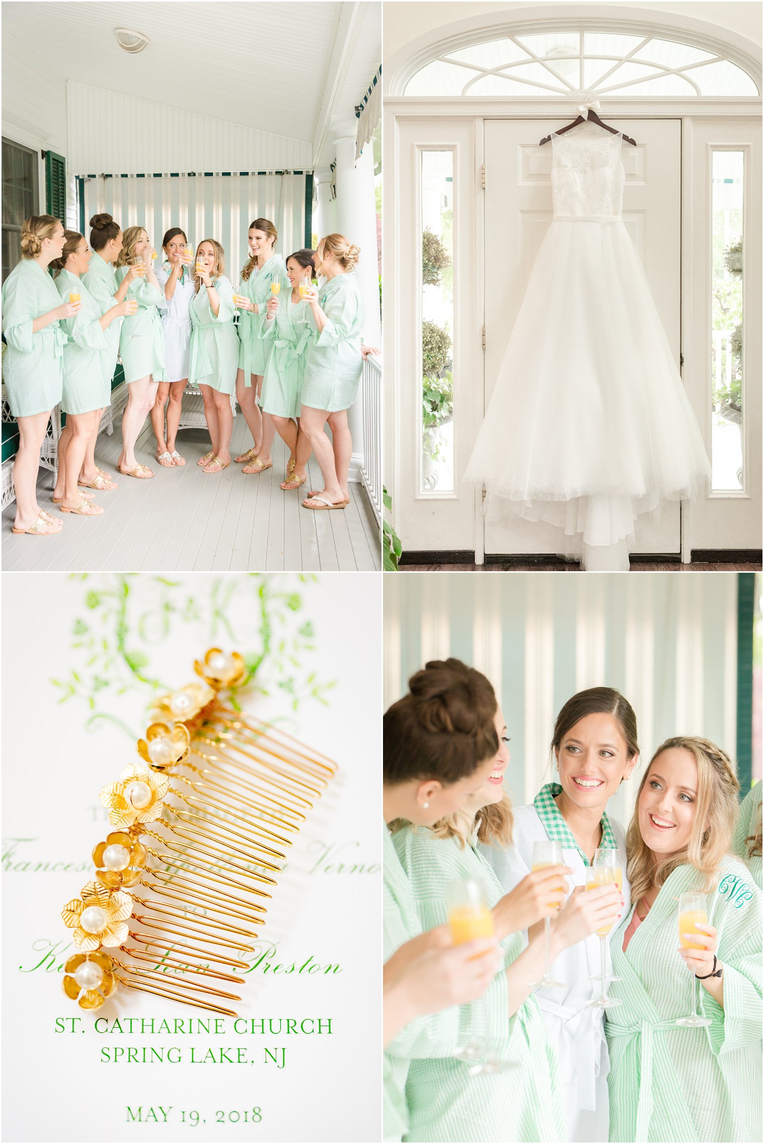 wedding prep with green details