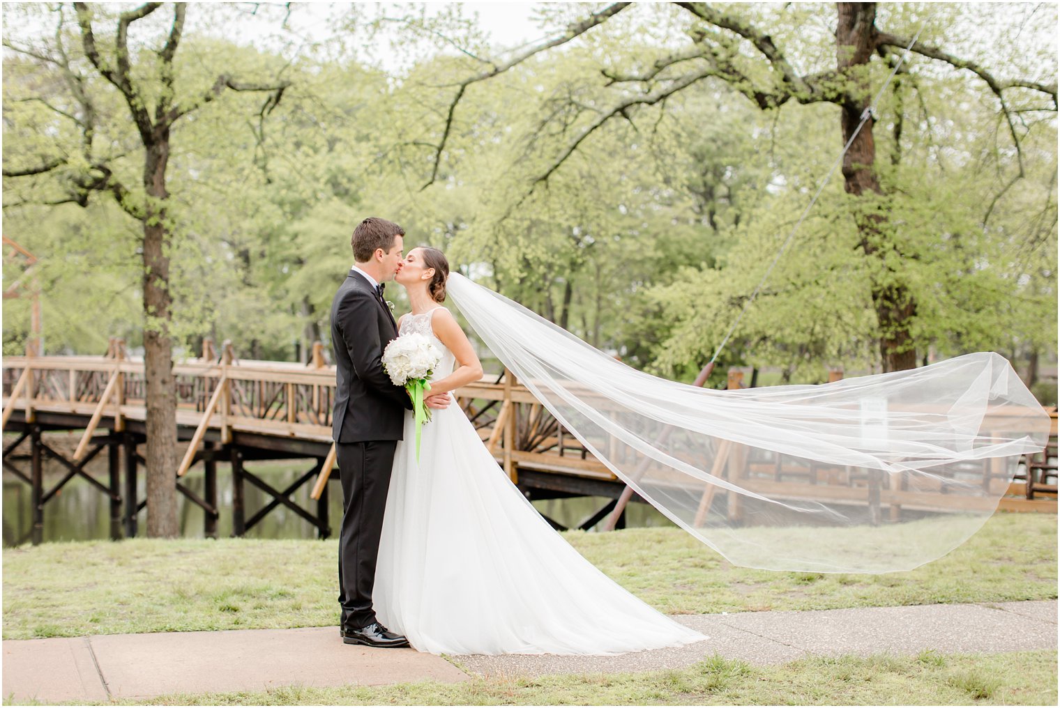 bride and groom at elegant spring wedding