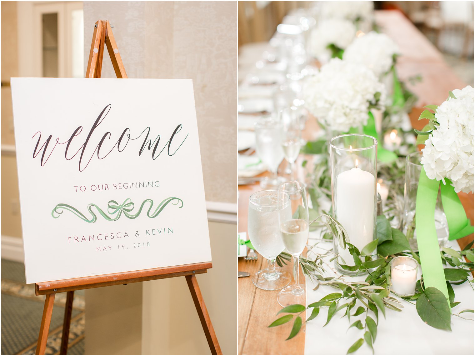 pretty reception details at Spring Lake Golf Club