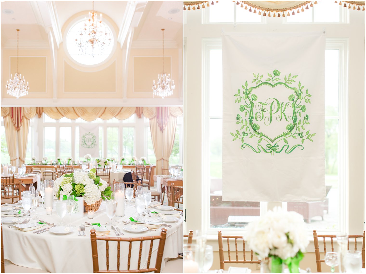 custom wedding crest at Spring Lake Golf Club