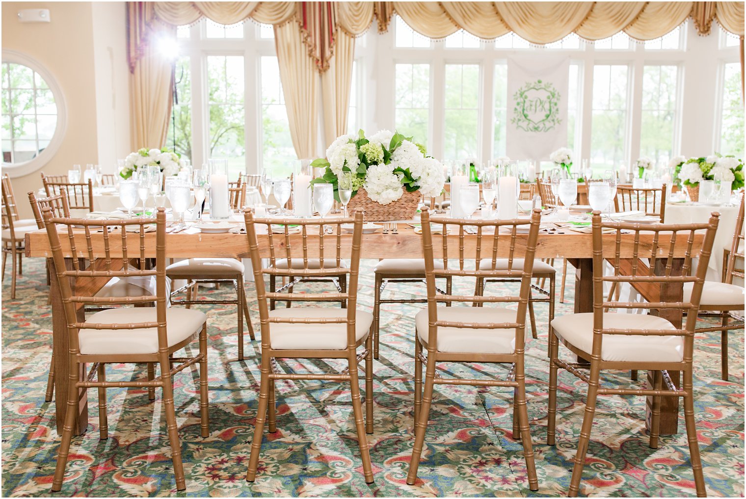 farm tables at Spring Lake Golf Club