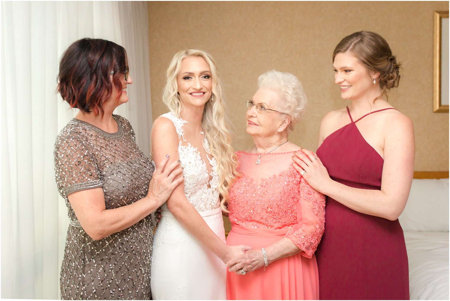 Wedding day photo of three generations