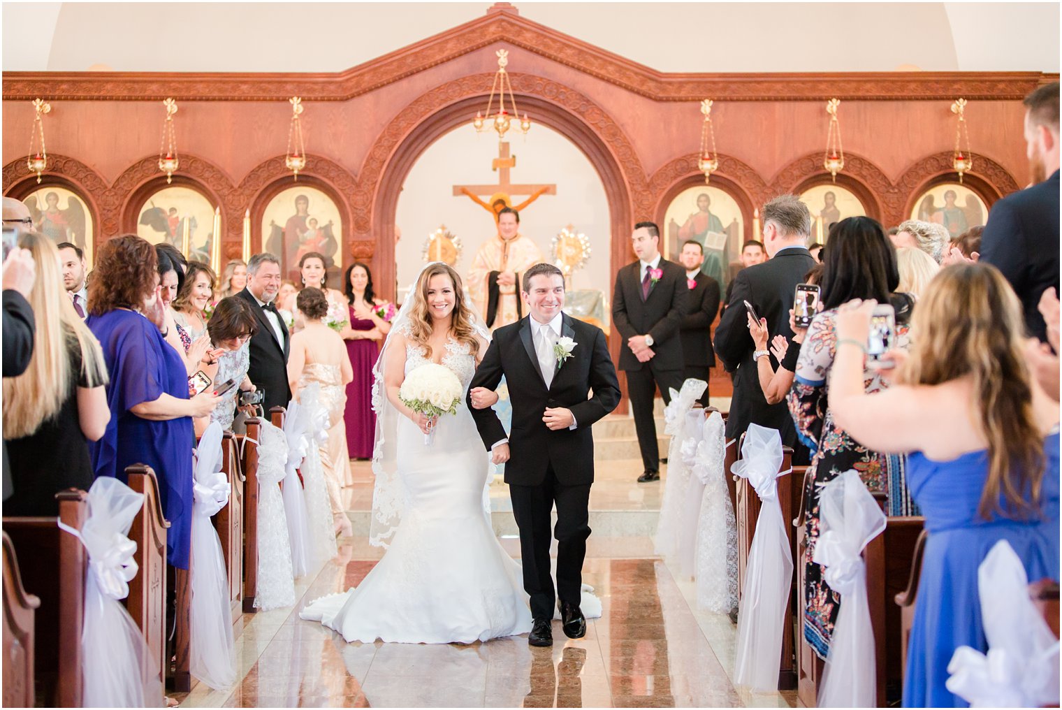 walking down the aisle at St George Greek Orthodox Church Ocean Twp