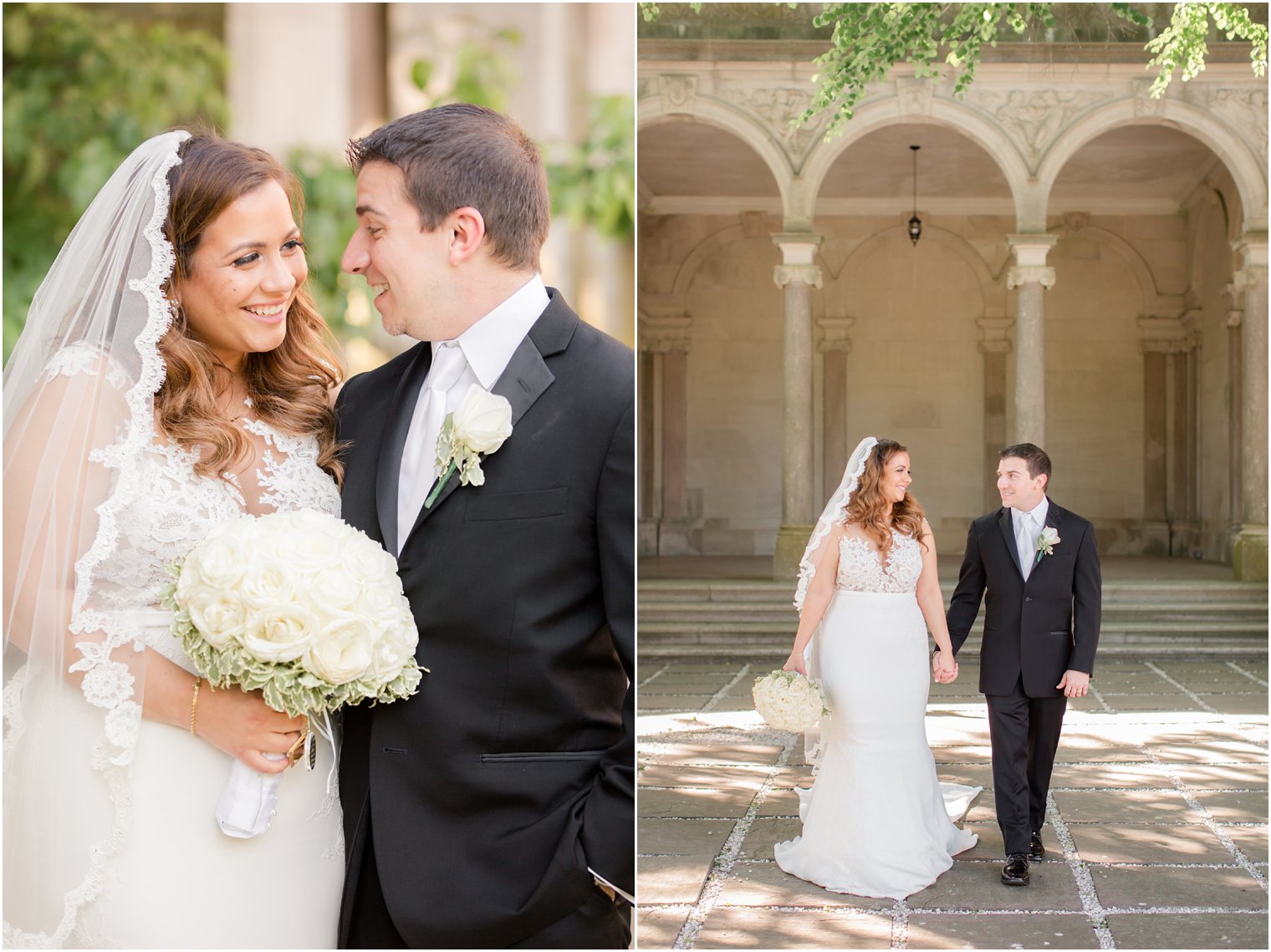 bride and groom wedding photos at Monmouth University