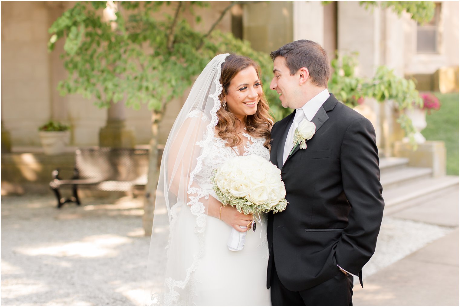 bride and groom photos at Monmouth University