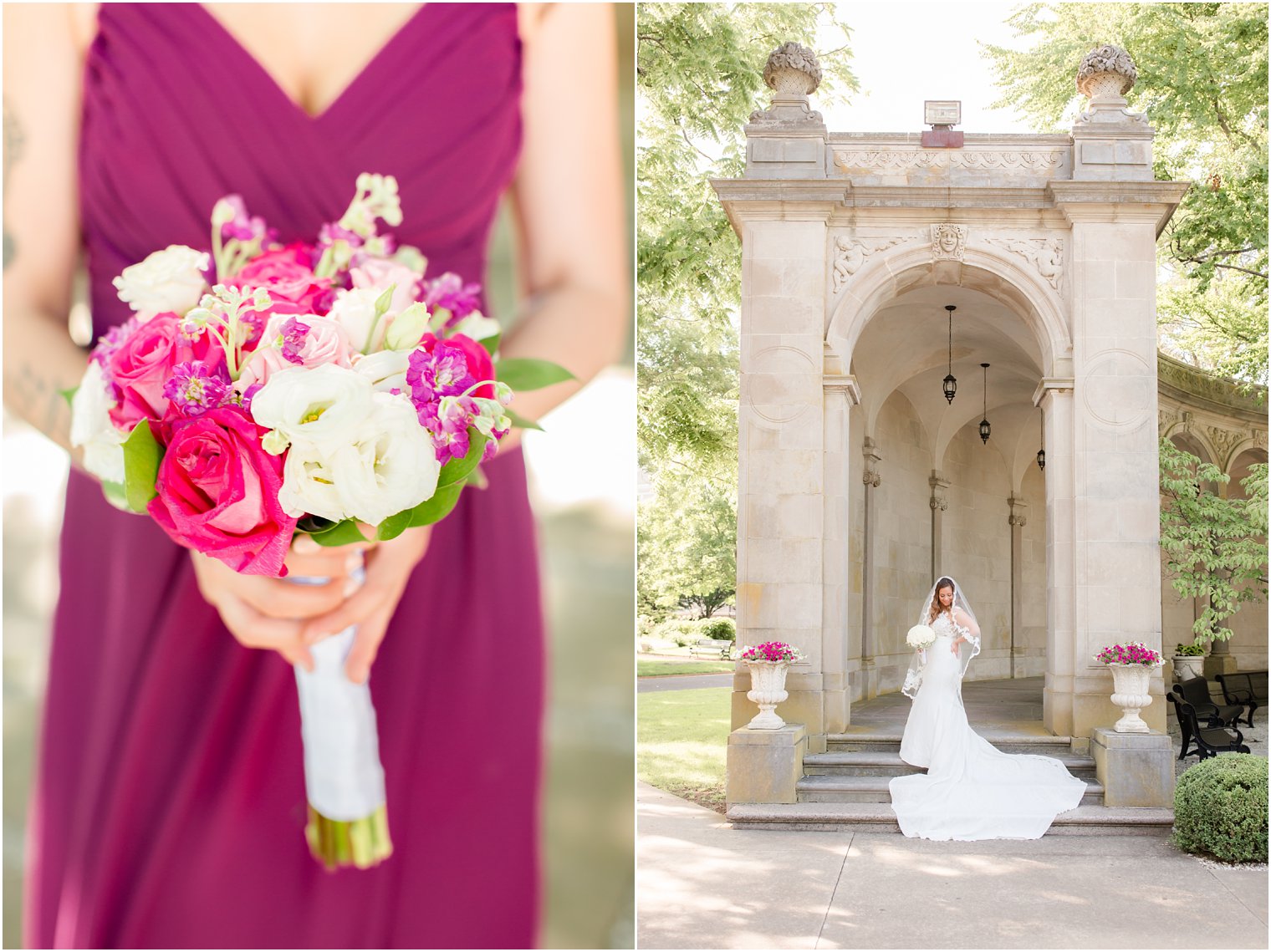 bouquets in pink and sangria