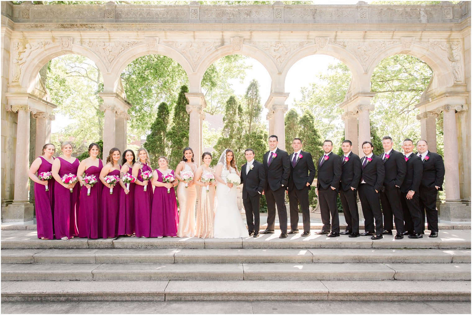 bridal party photo at Monmouth University