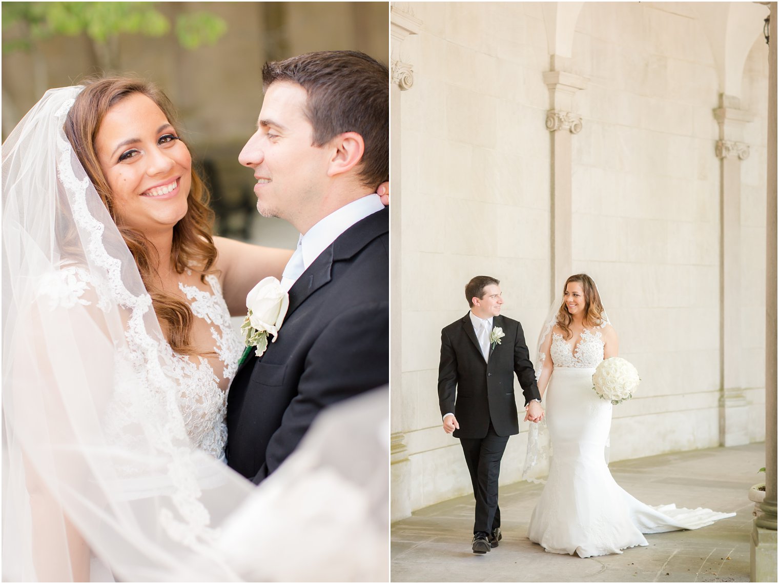 bride laughing in her photos at Monmouth University