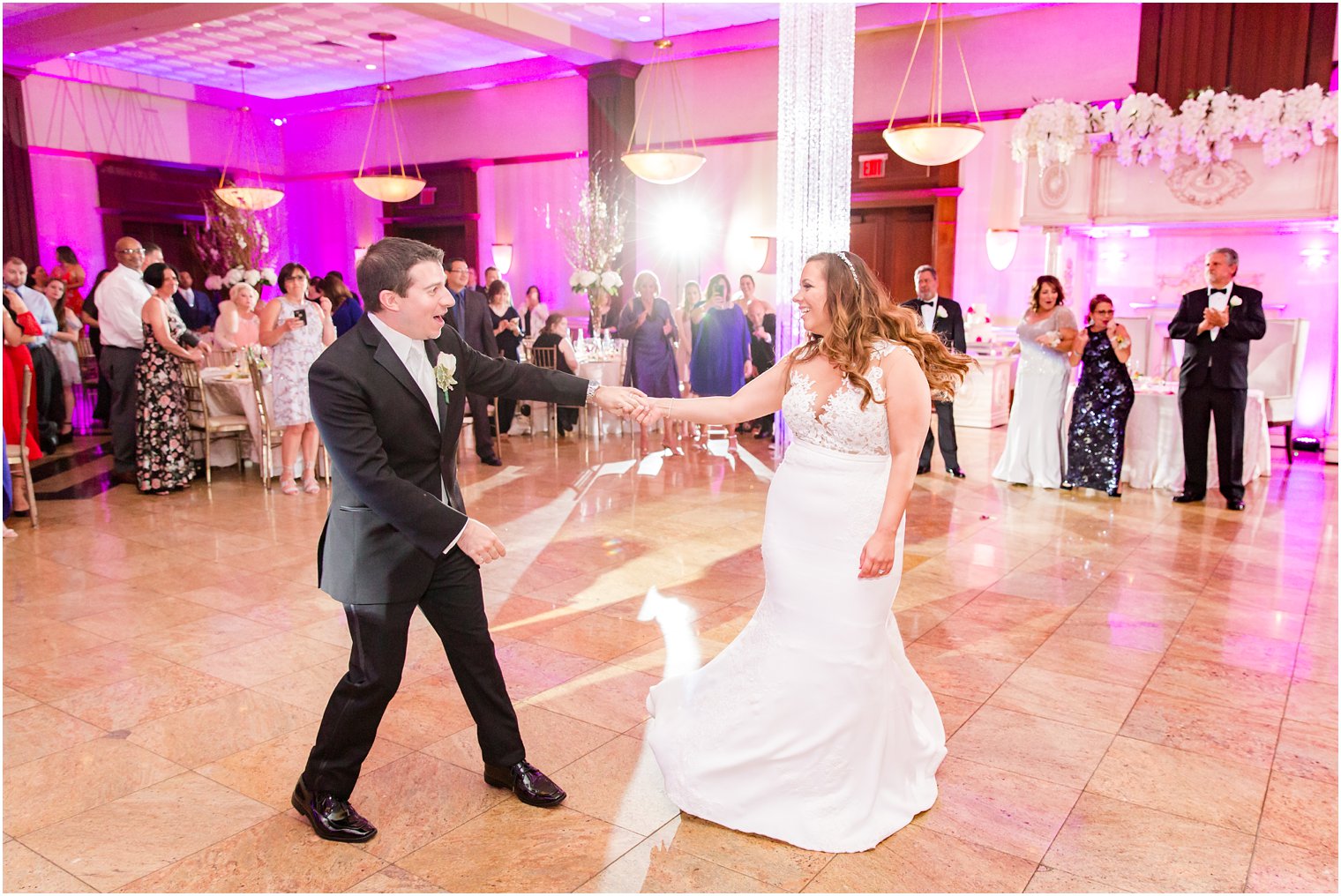 bride and groom dancing at South Gate Manor