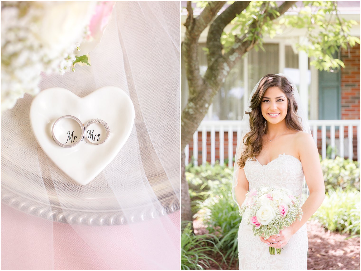 wedding bands and bridal portrait