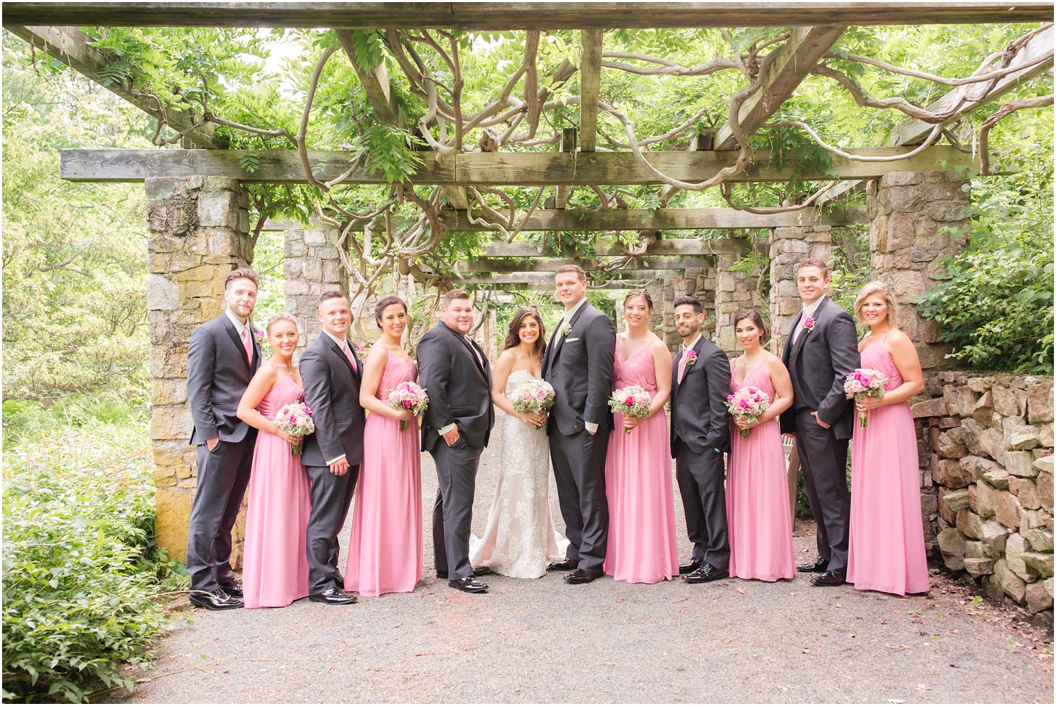 bridal party portraits at Cross Estate Gardens