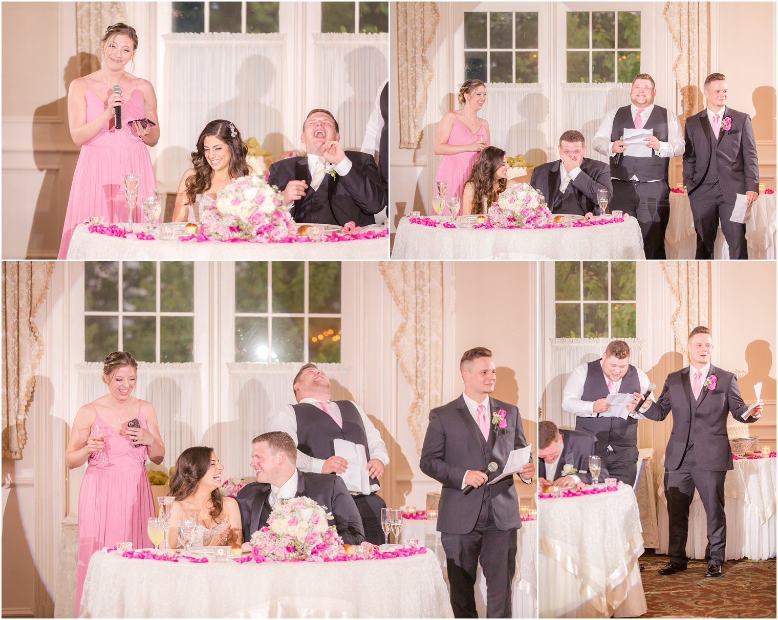 candid moments during wedding toasts