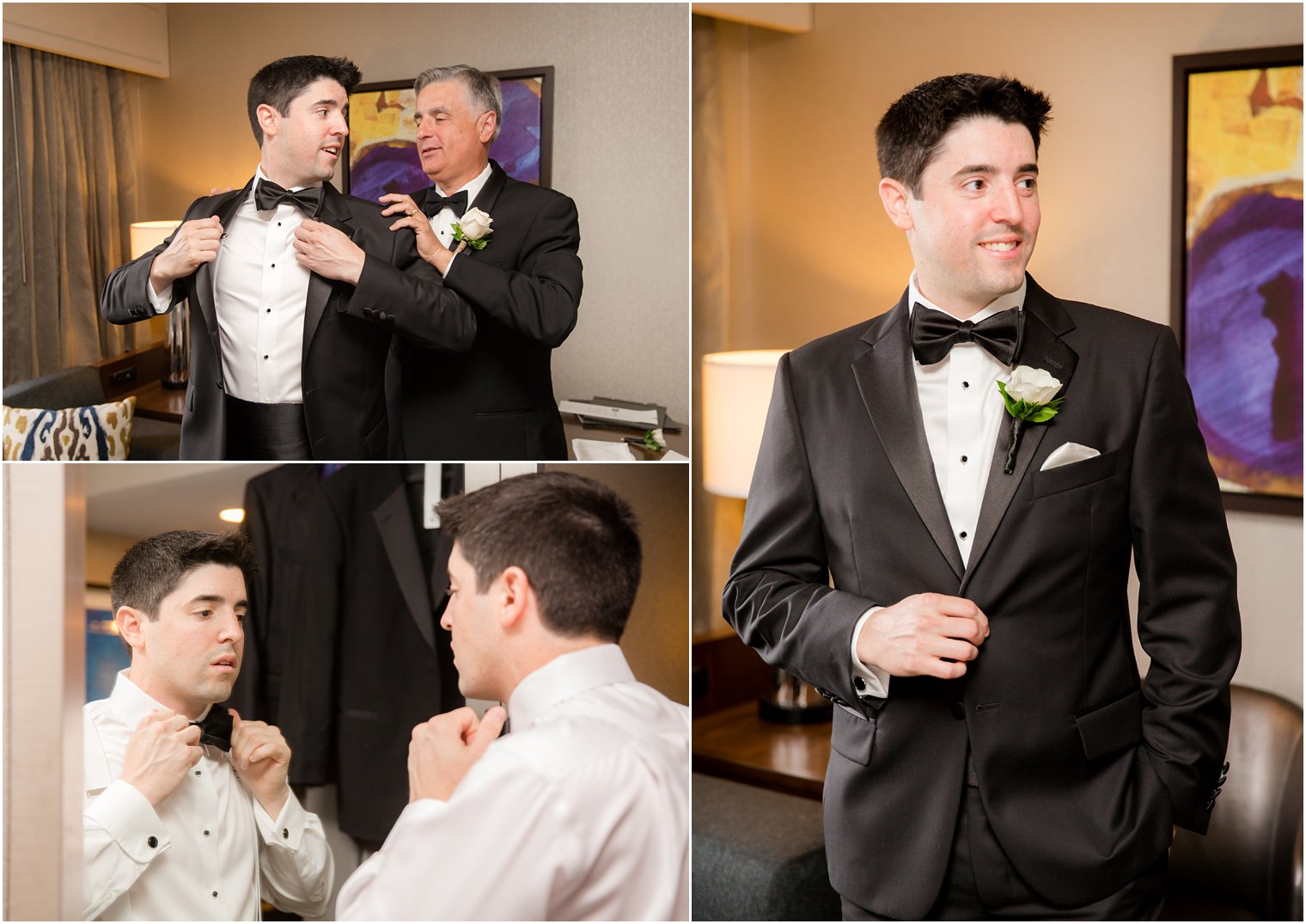 groom getting ready at Hilton Parsipanny