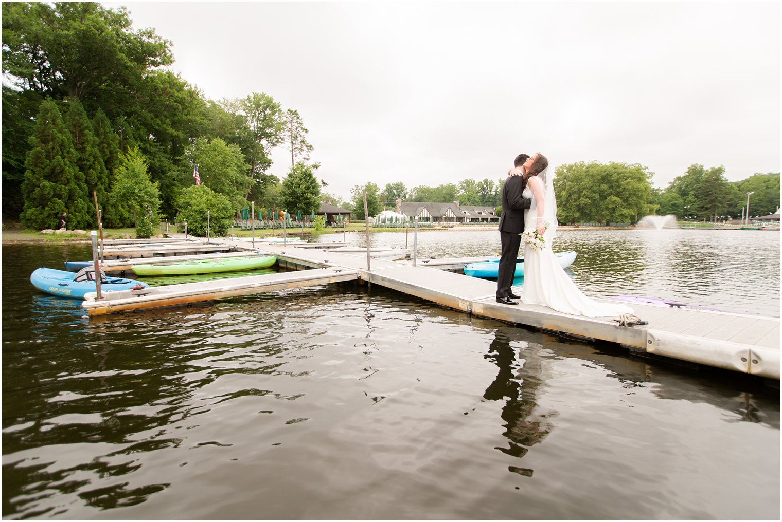 Lake Valhalla club wedding photos on a dock