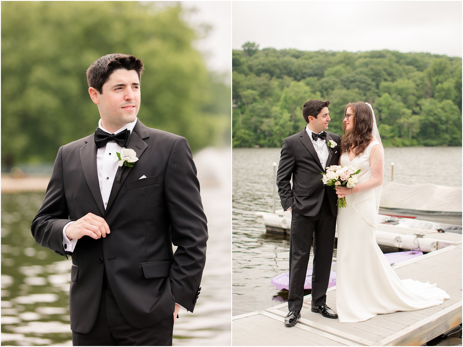 formal portraits of bride and groom at Lake Valhalla Club