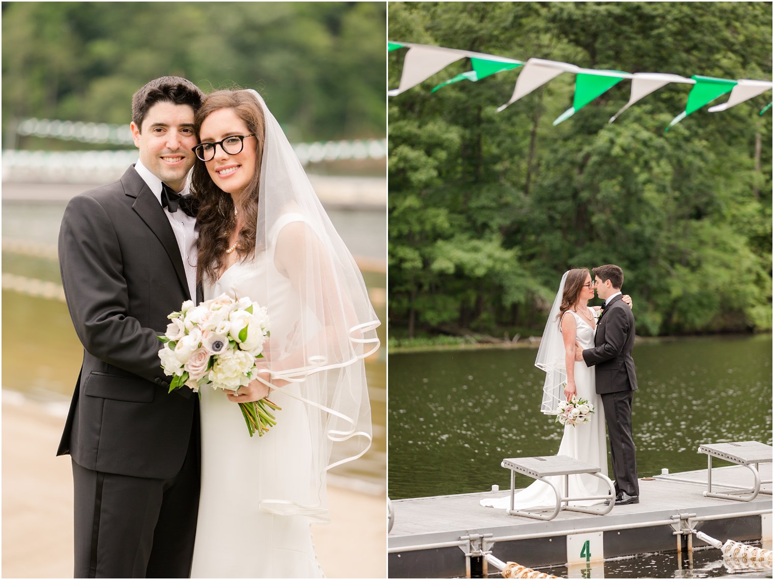 bride and groom posing for photos at Lake Valhalla Club