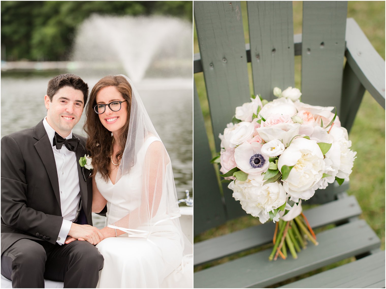 bride and groom in a boat