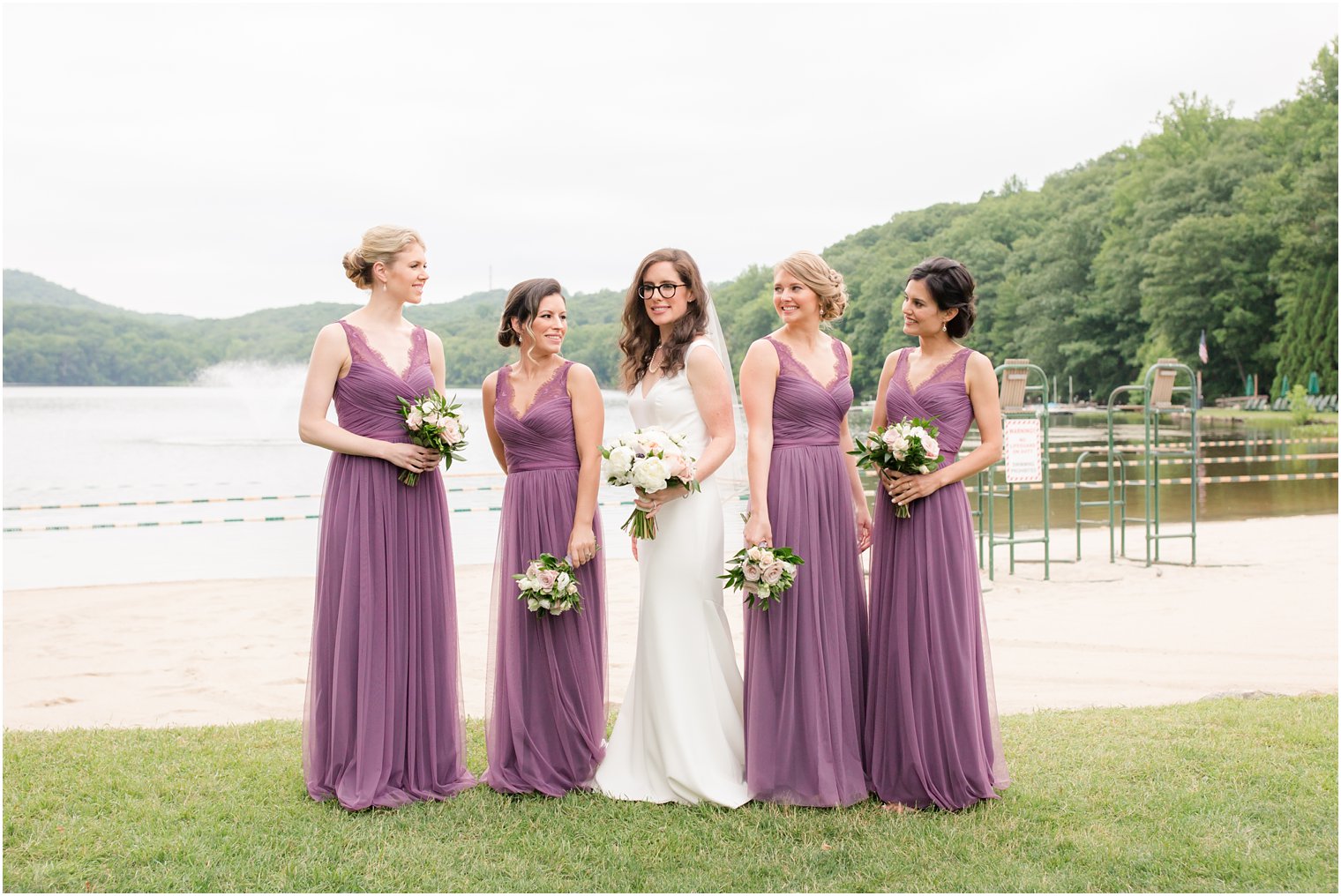 bride and bridesmaids in BHLDN dresses