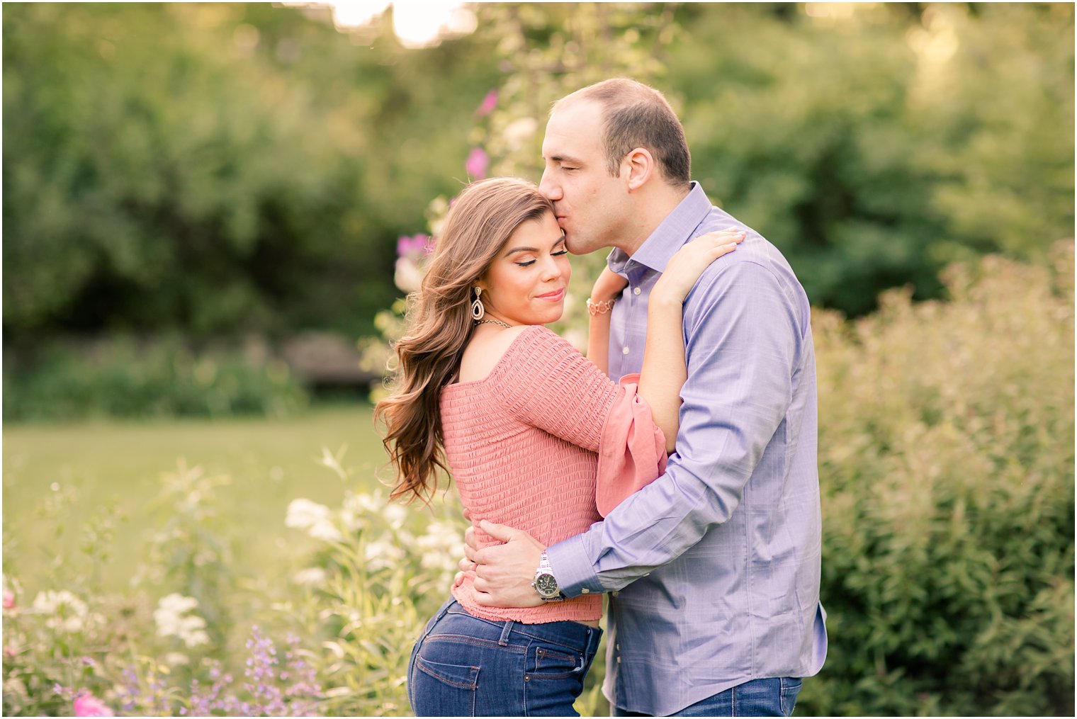 romantic photo of engaged couple