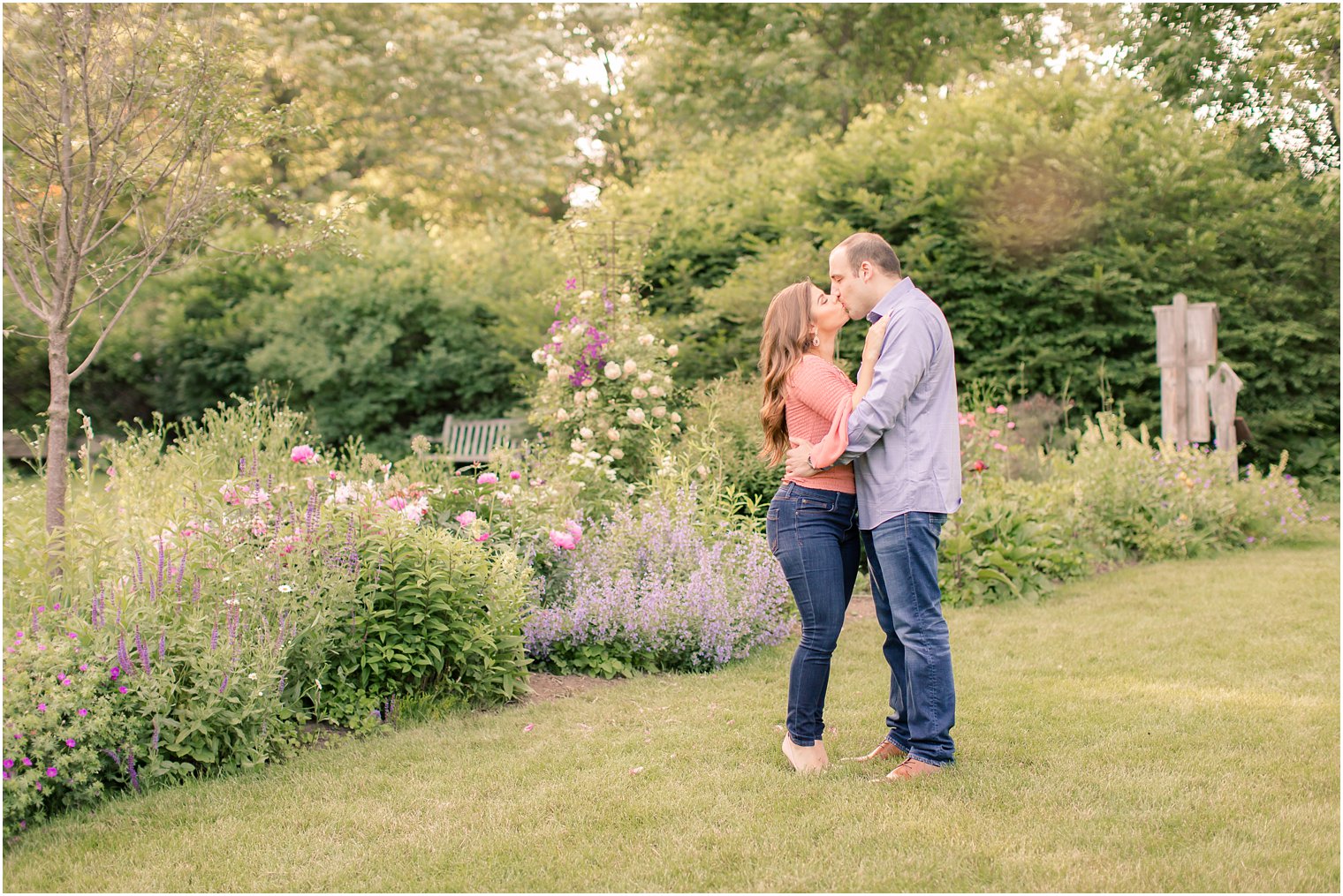 salmon and soft blue engagement outfit ideas