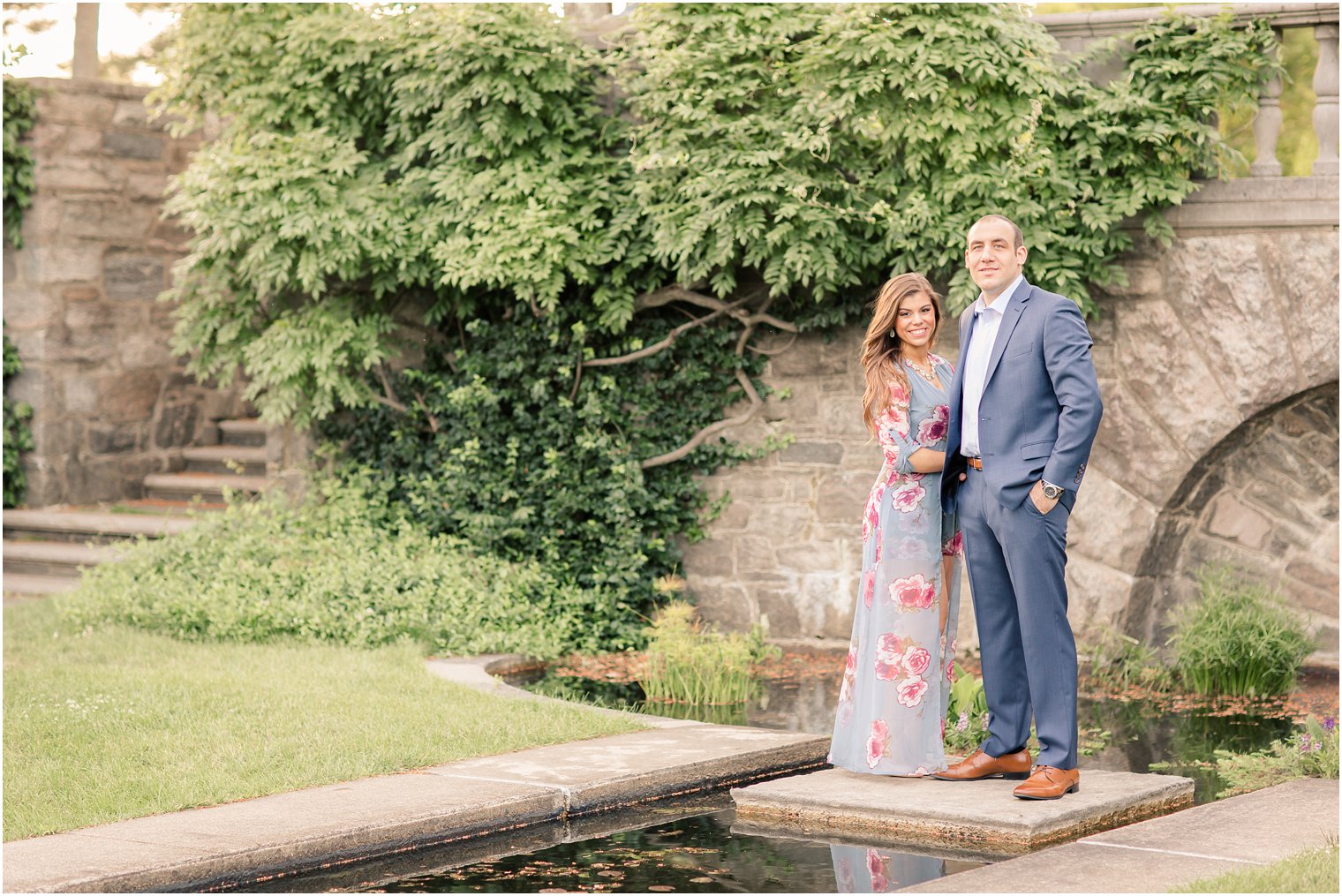 elegant pose for engaged couple