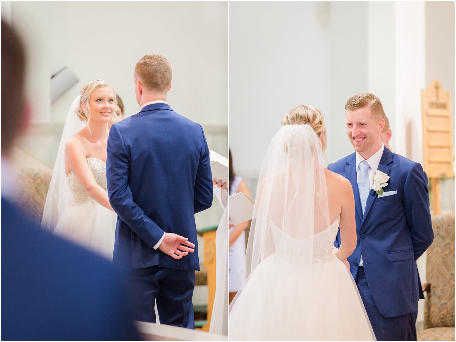 bride and groom expressions during wedding ceremony