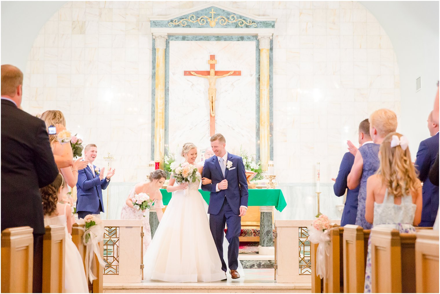 bride and groom recessing at St. Mark's in Sea Girt