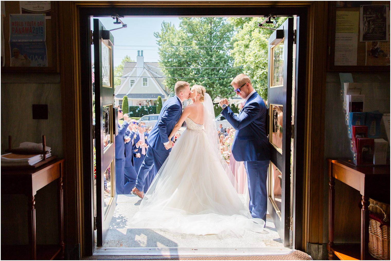 Bride and groom exiting church