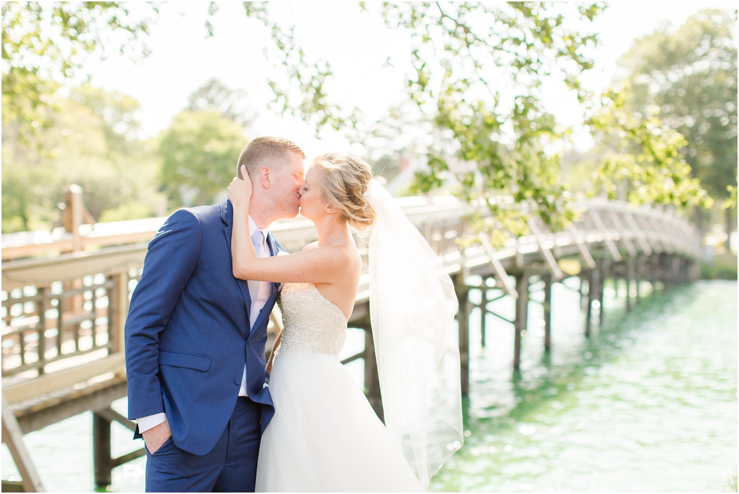 bride and groom kissing