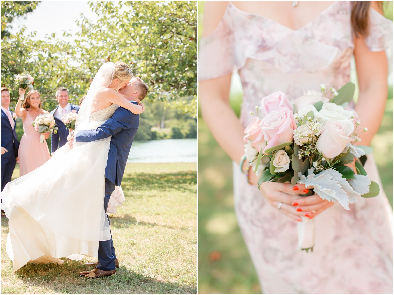 groom lifting his bride during portraits on wedding day