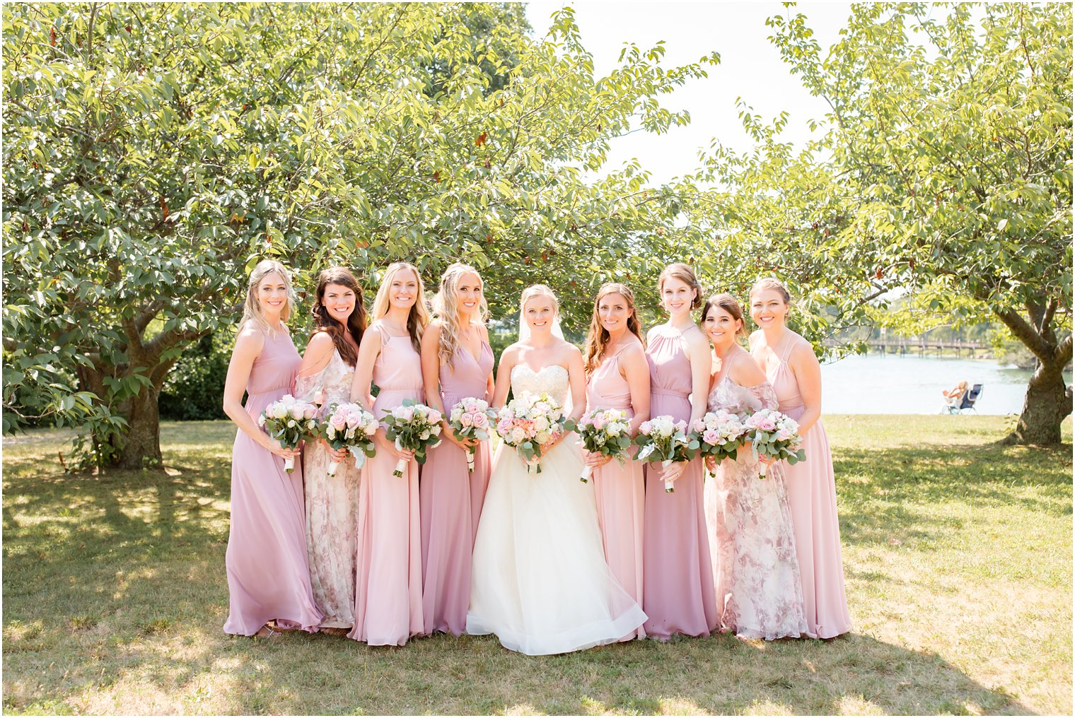bridesmaids in mismatched bridesmaid dresses