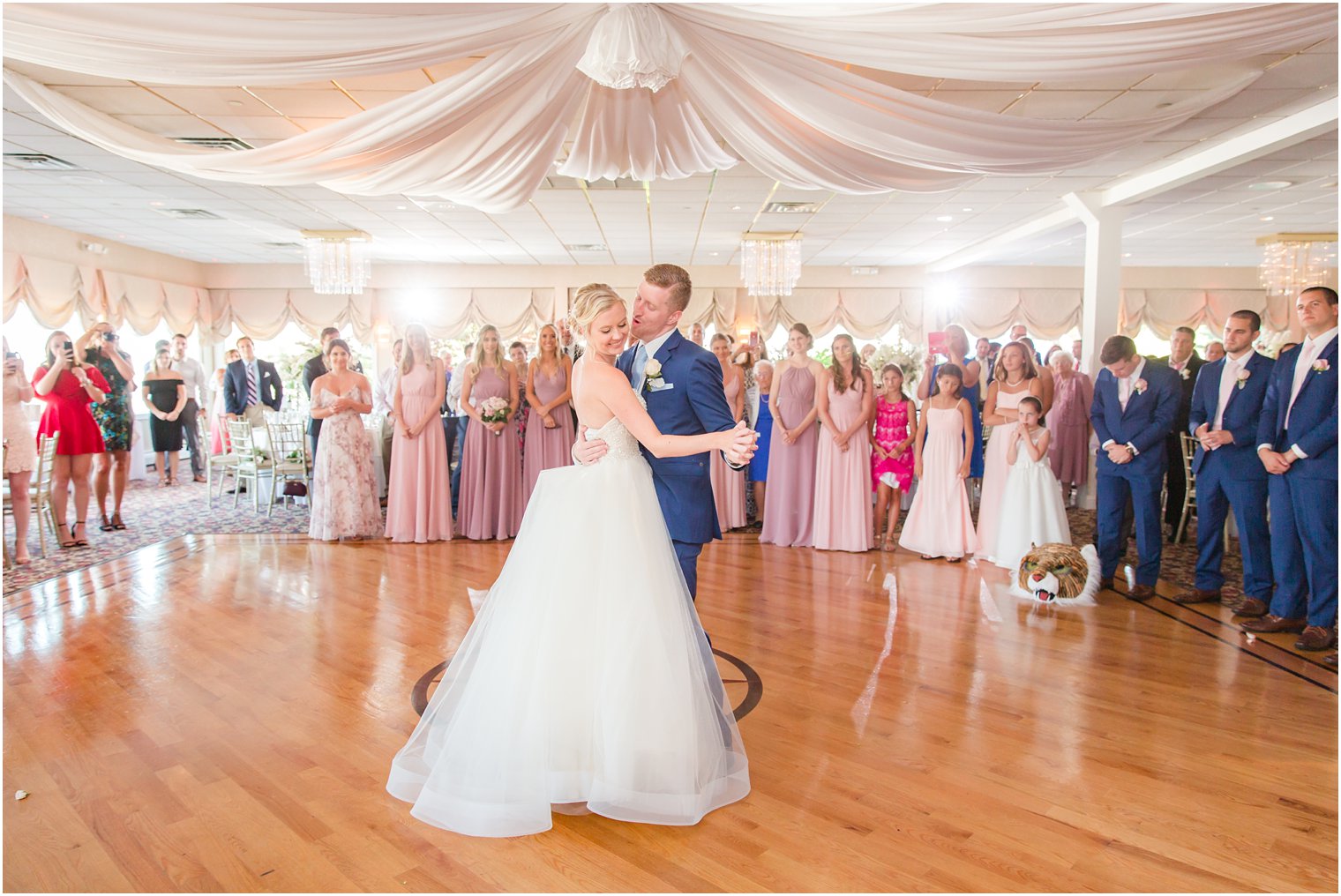bride and groom dancing at Crystal Point Yacht Club